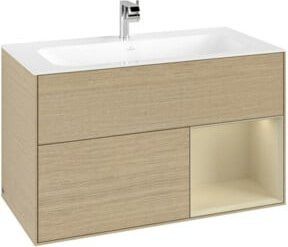 V&B Waschtischunterschrank Finion Reg rechts Grau Matt Lack und Eichenfurnier B/T/H: 59,1 x 49,8 x 59,1 cm - Bild 1