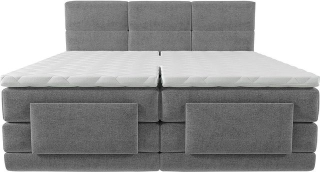 Vente-unique Boxspringbett Lodi Polsterbett in Lichtgrau B: 90 cm, T: 200 cm - Bild 1