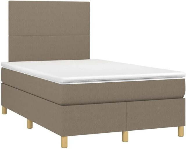 vidaXL Boxspringbett mit Matratze und LED-Unterbettbeleuchtung in Beige, Hybrid-Bett mit USB-Ladeport und Taschenfederkern, B/T: 120 x 200 cm - Bild 1
