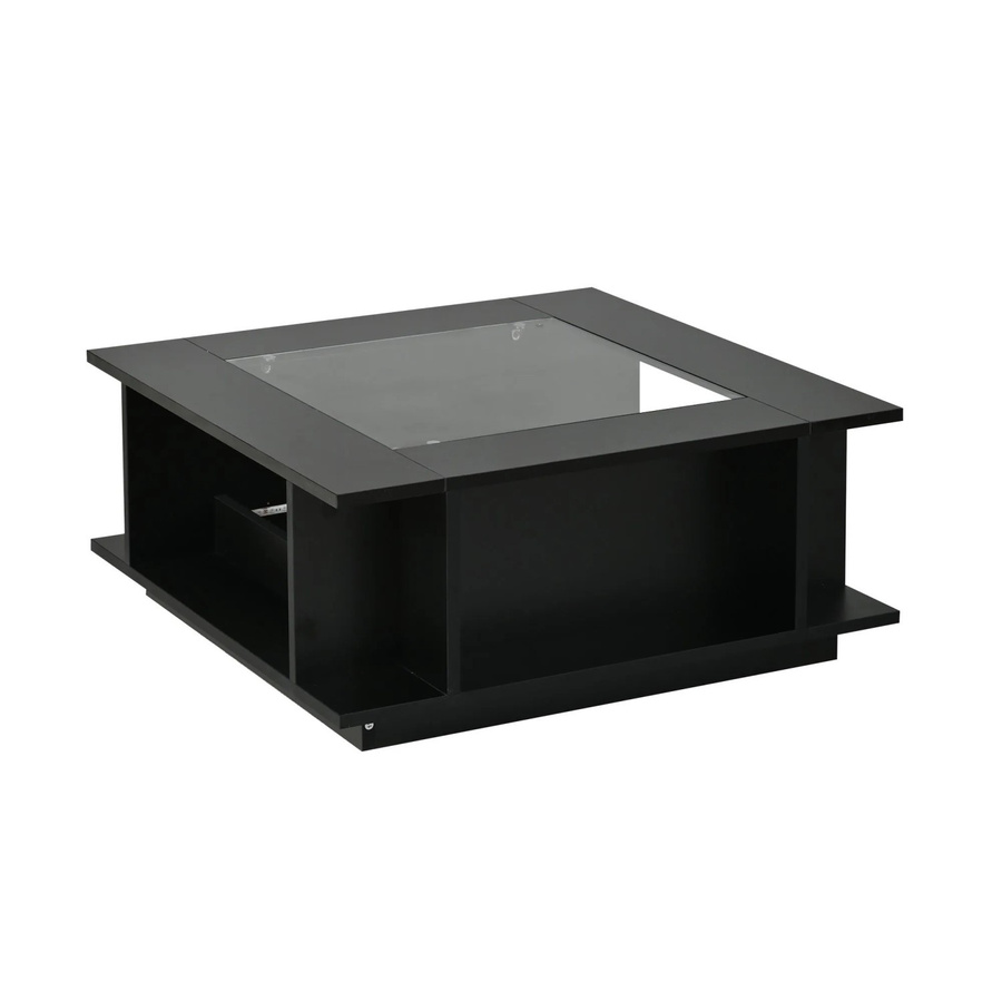 Merax Couchtisch mit LED Glasplatte in Schwarz, quadratisch, B/T/H: 70 x 70 x 30 cm - Bild 2