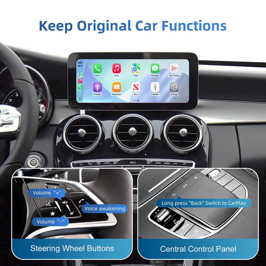 LEXXSON Drahtlose CarPlay und Android Auto Retrofit Kit Decoder Box für Mercedes Benz NTG 5,5 COMAND System 2017-2019, Schwarz - Bild 4