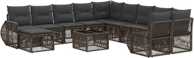 vidaXL Gartensofa-Set 12-tlg. in Grau aus Poly-Rattan mit Polsterung und Metallgestell - Bild 1