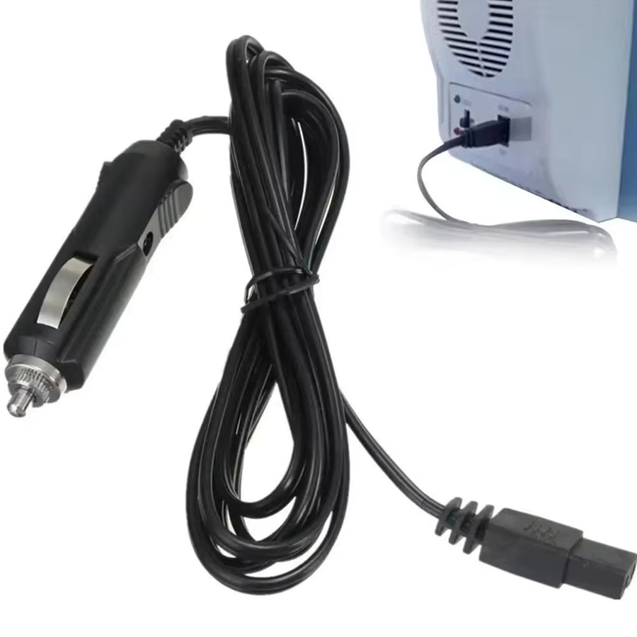 12V Netzteil Verlängerungskabel für Auto Mini Kühlschrank mit Zigarettenanzünder-Stecker und Barrel-Plug, Schwarz, Länge: 2 m - Bild 3