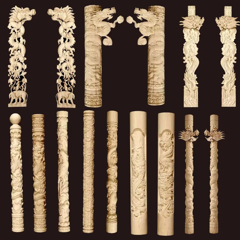 MaYupeT Vintage Holz-Applikation mit chinesischem Drachen-Motiv als dekorative Säulen-Nische für deine Möbel - Bild 4