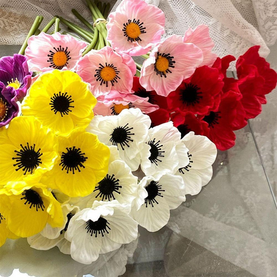 Vinde Home Handgefertigte künstliche Mohnblumen aus PU in Rosa, Höhe: 29 cm - Bild 3