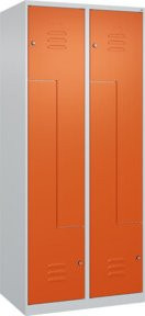 C+P Z-Spind Classic PLUS Spind mit 4 Fächern, grau und orange, H x B x T: 185 x 80 x 50 cm, mit Zylinderschloss und Kleiderstange - Bild 1