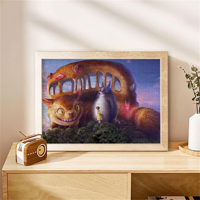 Studio Ghibli Totoro Holzpuzzle mit Rahmen als DIY Schreibtischdekoration, 300 Teile, Mehrfarbig - Bild 1