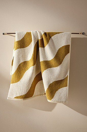Jotex WAVES Handtuch aus Baumwolle in Beige und Gelb, B/H: 50 x 70 cm - Bild 1