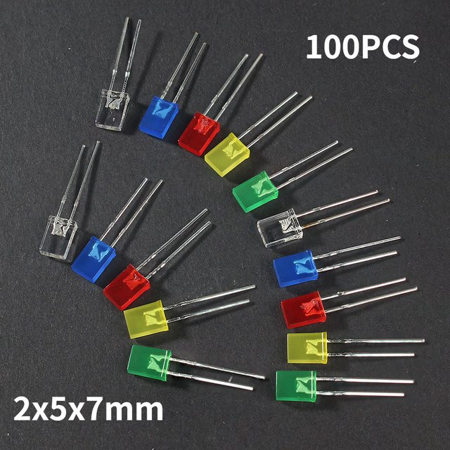 YTDMEN LED Dioden Set 100 Stück RGB Multicolour 2 x 5 x 7 mm für DIY Elektronik - Bild 1
