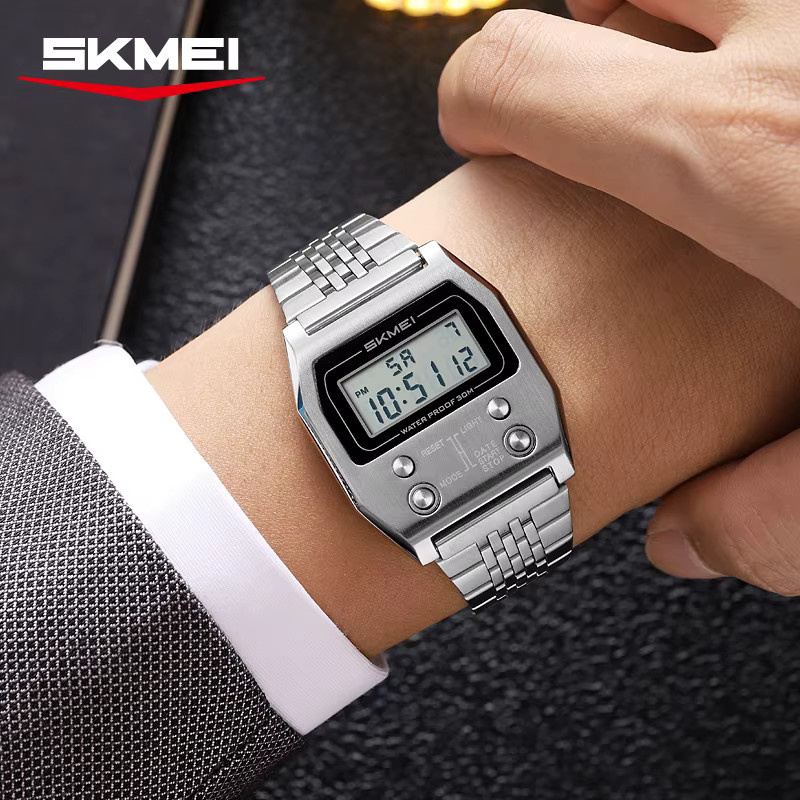 SKMEI Digitaluhr, Edelstahl, Silber, Herren - Bild 3