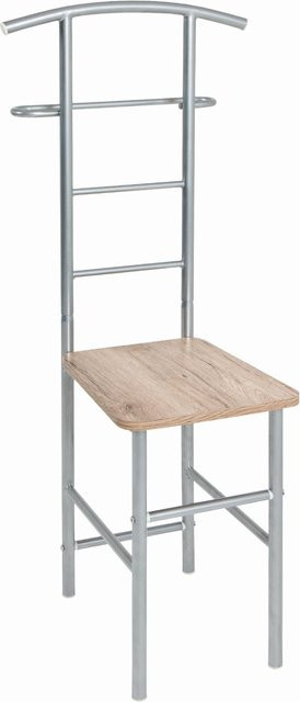 HAKU Möbel Herrendiener modern in Eiche mit Metall und MDF, Farbe Grau/Silber, B/T/H: 46 x 46 x 109 cm - Bild 1