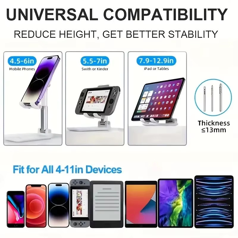 VIKEFON Faltbarer Tablet-Ständer und Desktop-Handyhalterung in Pink für iPhone, Samsung, Xiaomi und iPad - Bild 3