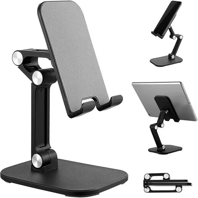 Mrgabwte Faltbarer Tablet Ständer mit 360 Grad Rotation für iPhone, Xiaomi und iPad, Schwarz - Bild 1