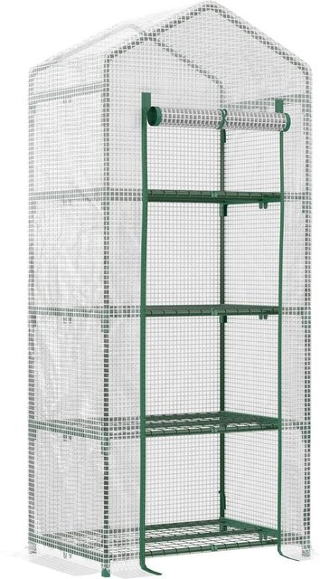 Furnicato Folien-Gewächshaus in Weiß mit 4 Regalfächern aus pulverbeschichtetem Stahlrohr, B/T/H: 70 x 50 x 160 cm - Bild 1