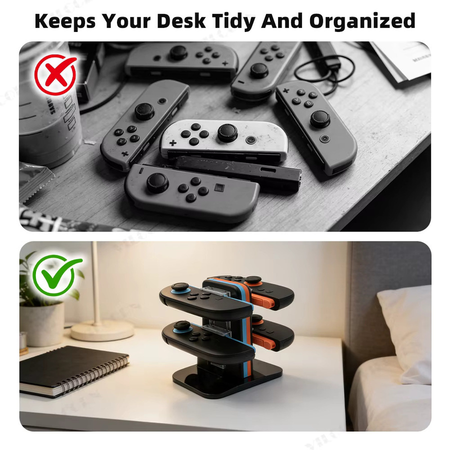 Magnetische 4-in-1 Schnell-Ladestation für Nintendo Switch JoyCon Zubehör, Schwarz - Bild 4