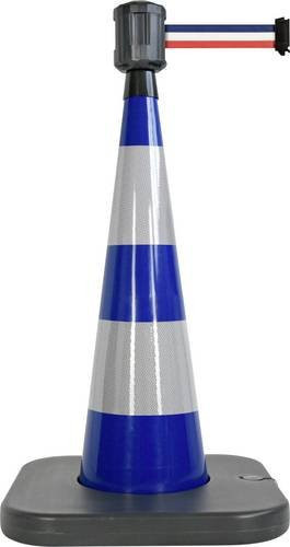 VISO RCX104BBR W/R Leitkegel Blau, selbstständig stehend, Gurt- und Kettenlänge 4m, Durchmesser: 9 cm, Höhe: 100 cm - Bild 1