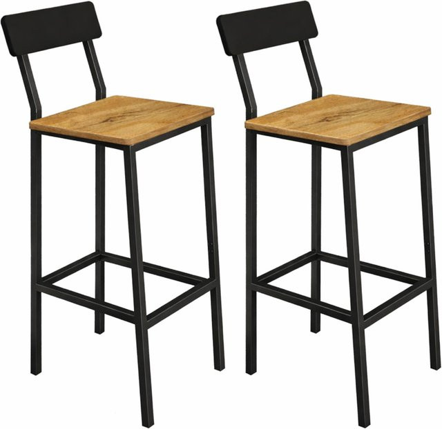 Begryf Barhocker Set aus 2 Stück in Schwarz im industriellen Stil aus Erle und Metall, H x B x T: 90 x 30 x 40 cm - Bild 1
