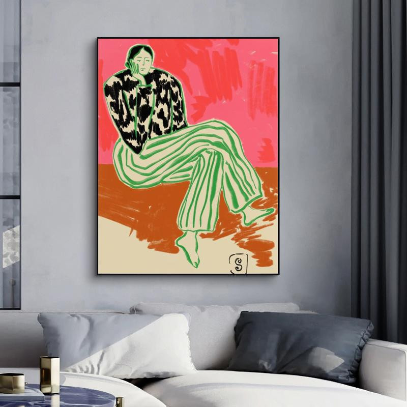 Abstraktes Frauen Porträt Leinwandgemälde im nordischen Stil von Fairy Art Gallery, Wandkunst Poster in Multicolor, Breite: 60 cm, Höhe: 80 cm, ungerahmt - Bild 2