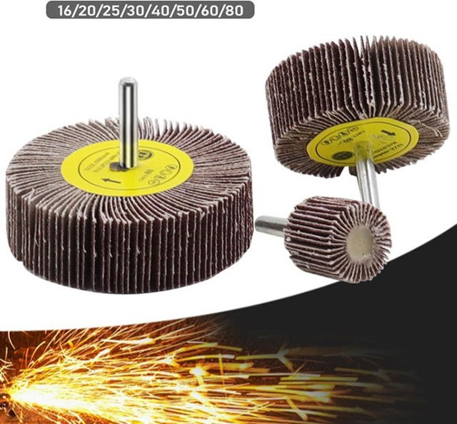 DAZZLEEX Lamellenschleifscheiben mit 6mm Schaft und 80er Körnung in Braun, Durchmesser 16-80mm - Bild 1