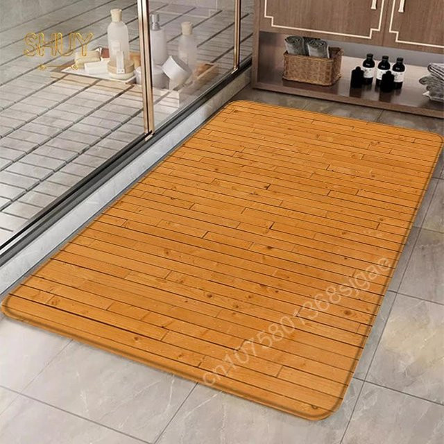 Rutschfester Teppich mit Holzmaserung von BC-Warm Home in Braun, modern und geometrisch, B/T: 160 x 230 cm - Bild 1