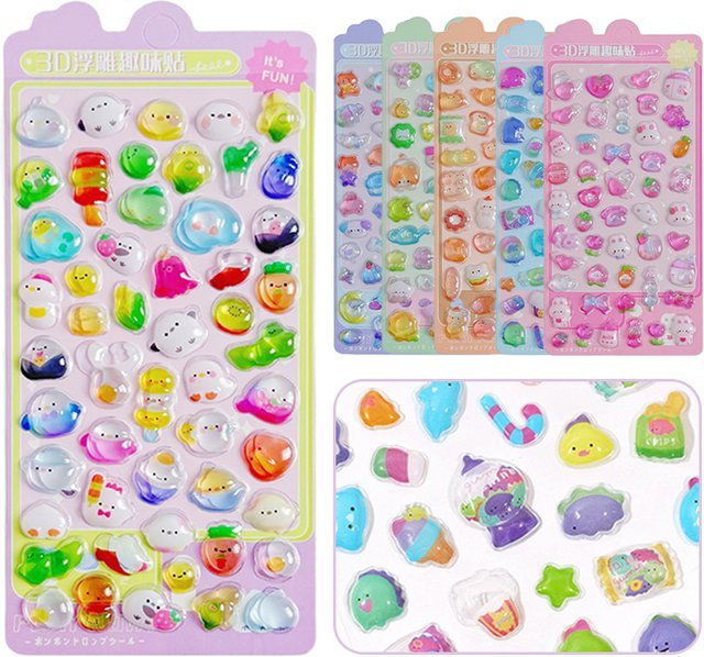 TMZ Sammelalbum Aufkleber mit 3D Relief Design, Nette Tiere und Candy Geister, Multicolour - Bild 1