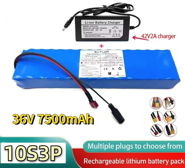 SUYIJIA Elektroroller-Akku 10S3P 36 V 7,5 Ah mit BMS, 18650 Power-Akku in Blau - Bild 1
