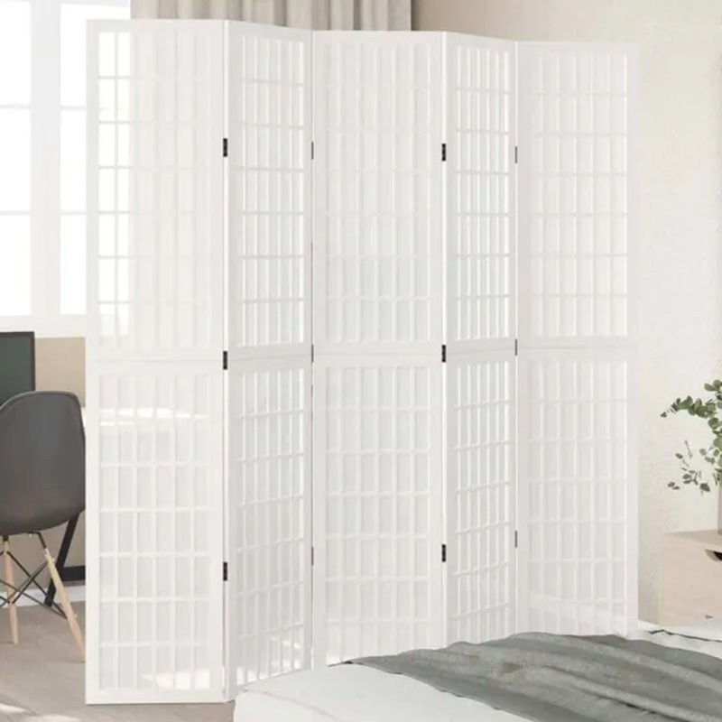 5-tlg. Raumteiler Vidaxl aus Massivholz und Metall in Weiß, klassisches Design, freistehend - Bild 1