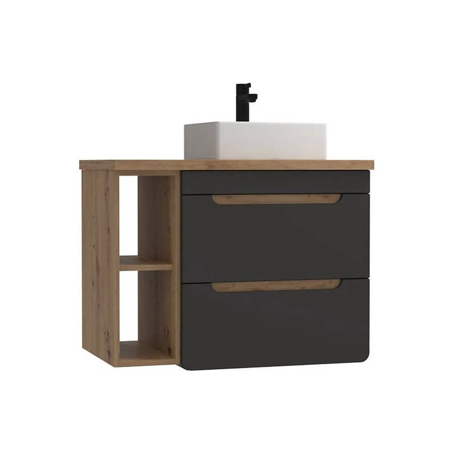 Einzelwaschtisch Aruba von Vente-unique in Anthrazitgrau und Naturfarben Hell, Breite: 80 cm - Bild 2