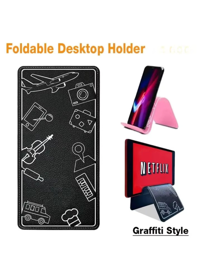 VIKEFON Multifunktionaler faltbarer Telefonhalter im Graffiti-Design, verstellbare Desktop-Halterung für Mobiltelefone und Tablets, Farbe: Pink - Bild 4