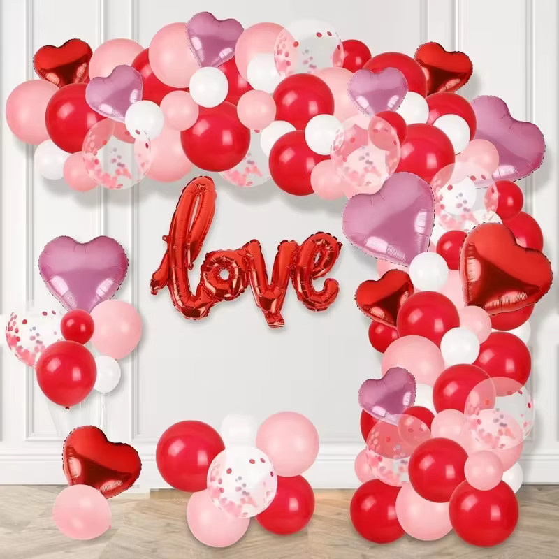 YAYB Ballon-Girlanden-Set mit Herz-Folienballons in Rot für Hochzeit, Valentinstag und Party, 154 Teile - Bild 3