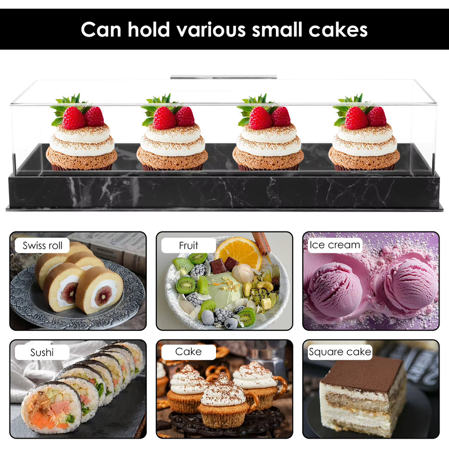 Willstar Kuchenständer Rechteckiges Tablett aus Acryl für Dessert und Cupcakes in Weiß oder Schwarz - Bild 4