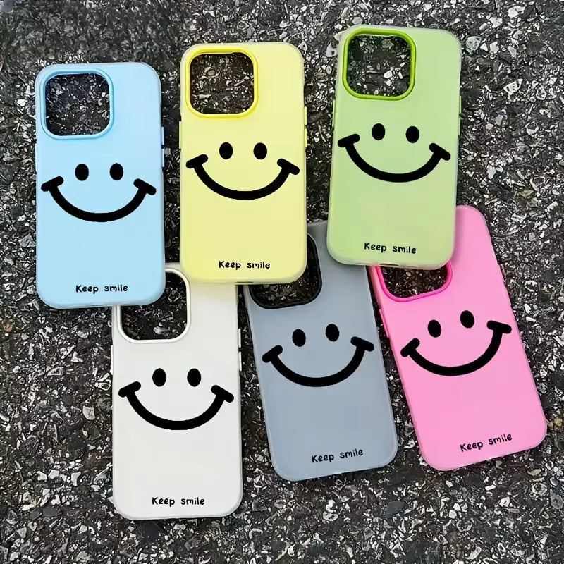 Transparente Smiley-Gesicht Handyhülle mit Gelee-Farbeffekt für iPhone 17, 16, 15, 14, 13, 12, 11 Pro Max Plus, luftstoßfest - Bild 2