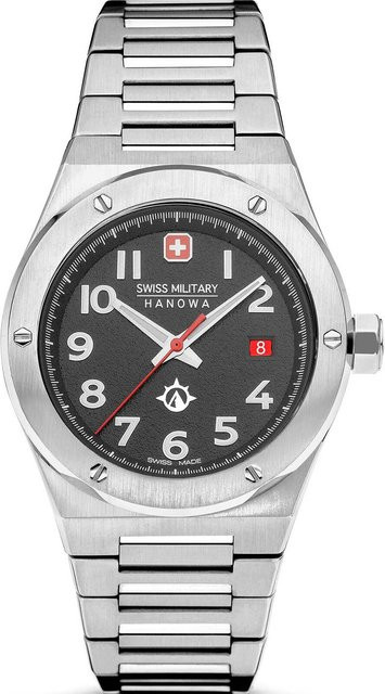 Swiss Military Hanowa Herrenuhr, Quarz, Edelstahl, 45 mm, Schwarz, 10 ATM - Bild 1