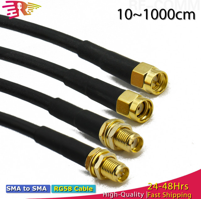 MEYNOOE RG58 Koaxialkabel Pigtail mit SMA-Stecker auf SMA-Buchse, 50 Ohm WiFi-Antennen-Verlängerungskabel in Schwarz - Bild 1