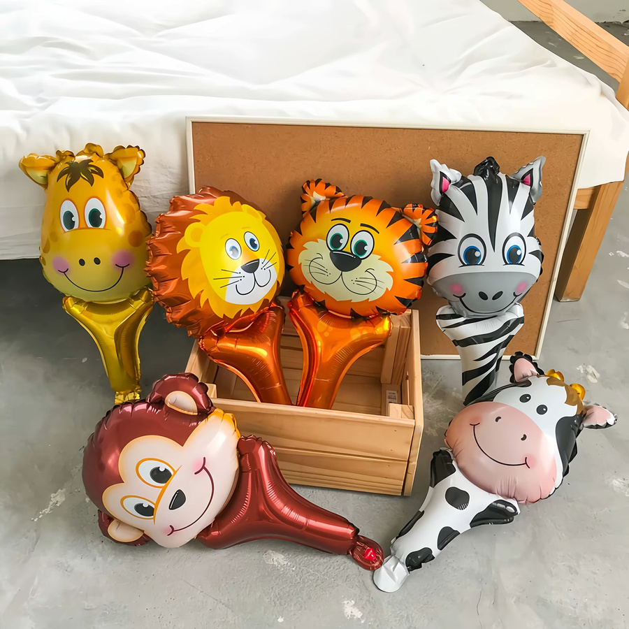 Zufällig gemusterte Aluminiumfolien-Tier-Handballons, Cartoon-Themen-Geburtstagsparty-Dekorationen - Bild 2