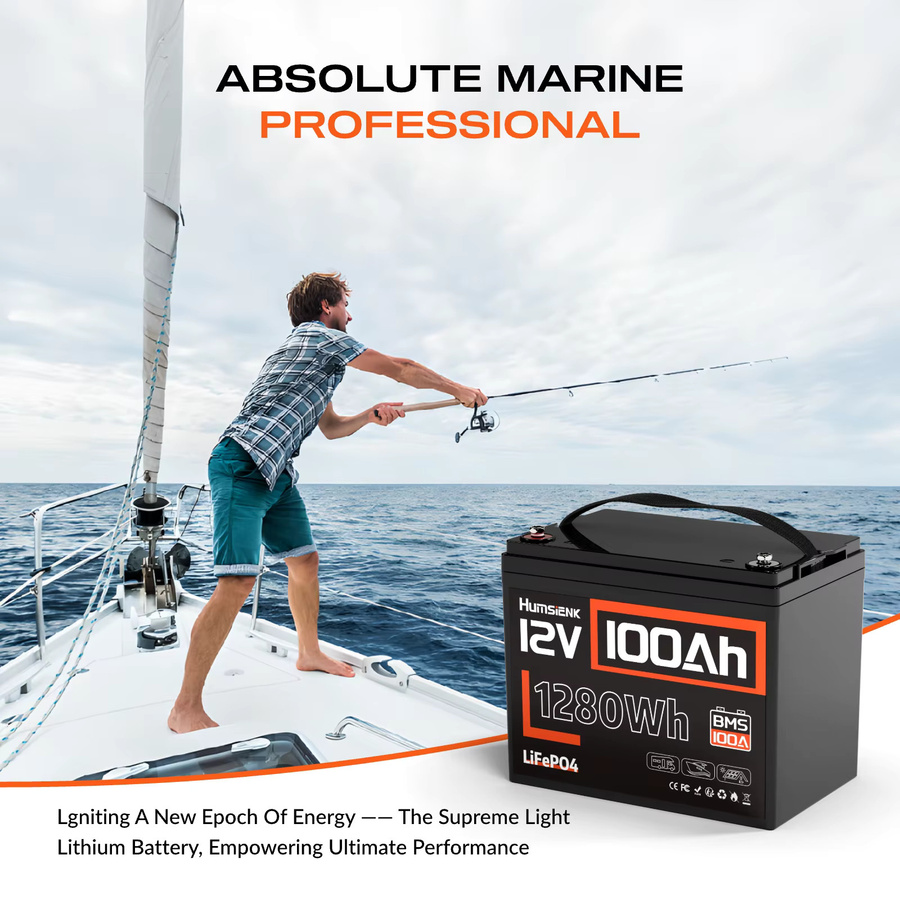 Humsienk 12V 100Ah LiFePo4 Batterie mit 100A BMS-Schutz und Grade A+ Zellen in Schwarz - Bild 4