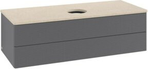 V&B Waschtischunterschrank Antao mit Frontstruktur und Beleuchtung, Anthrazit lackiert, B/T/H: 120 x 50 x 50 cm - Bild 1
