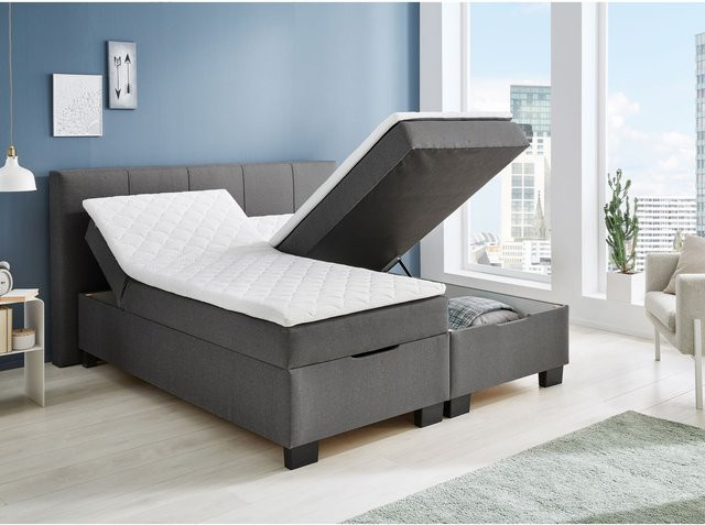 SUN GARDEN Bett in Boxspringoptik TOWNSVILLE in Anthrazit mit Taschenfederkern und Lift-up-Funktion - Bild 1