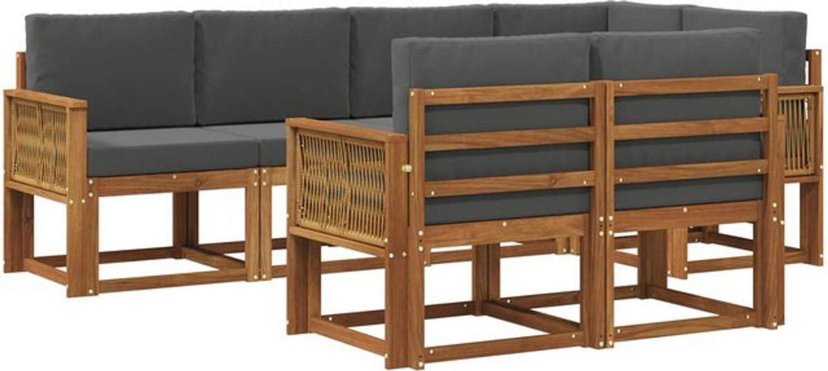 7-teilige Outdoor-Sofagarnitur vidaXL aus Akazie-Massivholz und Polyester in Natur und Anthrazit - Bild 1