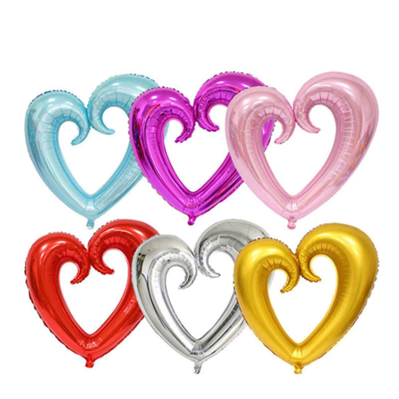 EACH PARTY Herz Folienballons für Valentinstag und Hochzeit, Silber und Mehrfarbig, Durchmesser: 101,6 cm - Bild 1