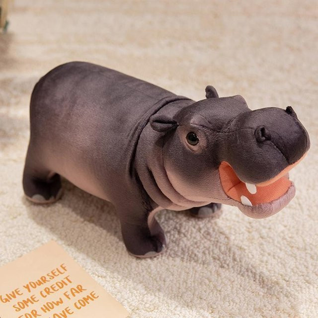 Yiran toy Nashorn Nilpferd Wildtier Plüschtier, 35cm, Grau - Bild 1