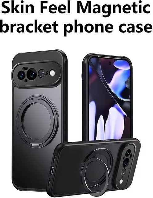 Transparente magnetische 360 Grad drehbare Ständerhülle für Google Pixel 9 Pro XL 8 7 Pro mit Metallringhalter in Schwarz - Bild 1