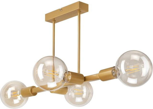 Lamkur Deckenleuchte in Gold aus Metall mit 4 E27 Fassungen, B/H/T: 53 x 32 x 53 cm - Bild 1
