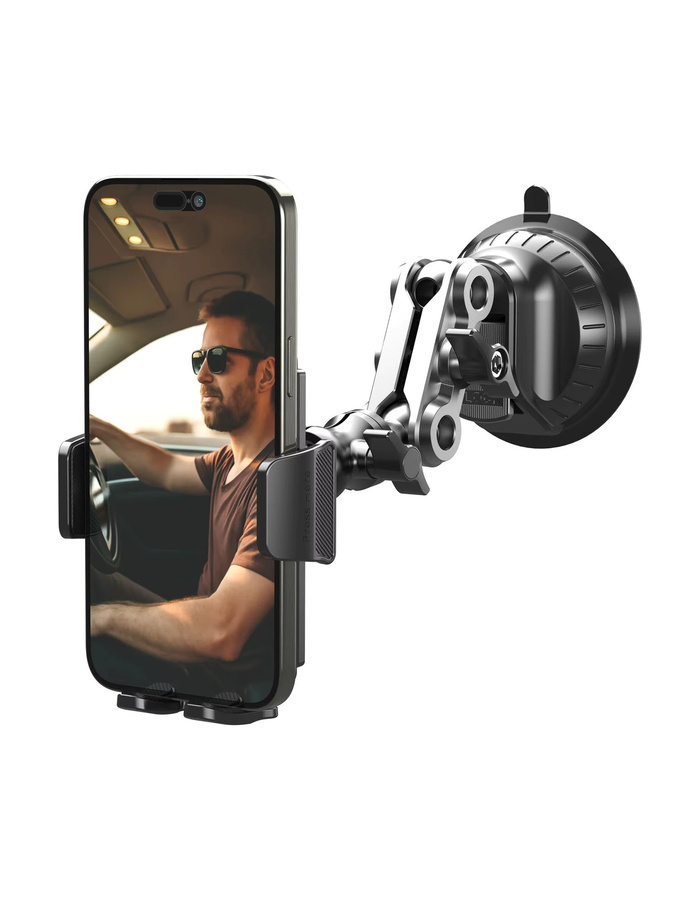 LRBH Universal Magic Arm Auto Telefon Halterung mit Saugnapf für Windschutzscheibe und Fenster, Schwarz - Bild 5