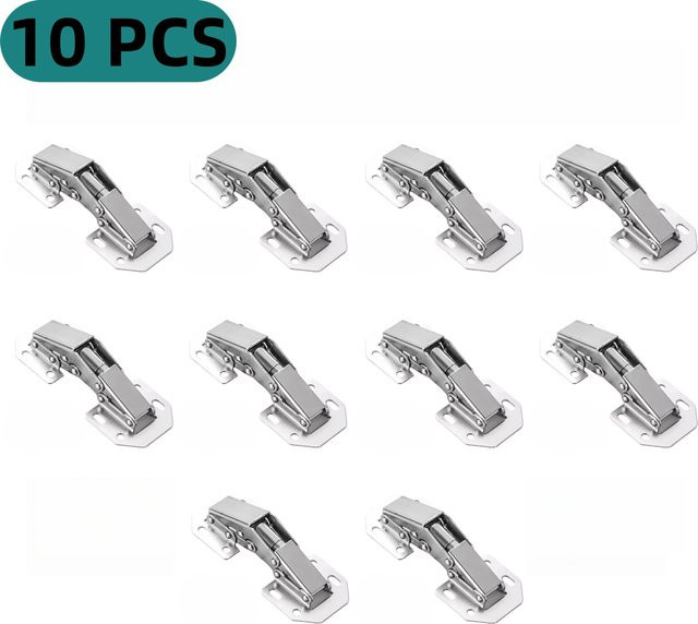 ProTool Haven Scharniere mit 90-Grad-Hydraulikpuffer und Soft-Close, Clip-On, verdeckt, aus Edelstahl in Chrom/Silber, 10 Stück - Bild 1
