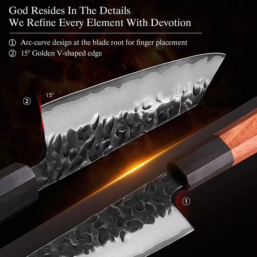 HUAYIGRAND Kiritsuke Bunka Kochmesser aus Verbundstahl, handgeschmiedet, 15,24 cm - Bild 3
