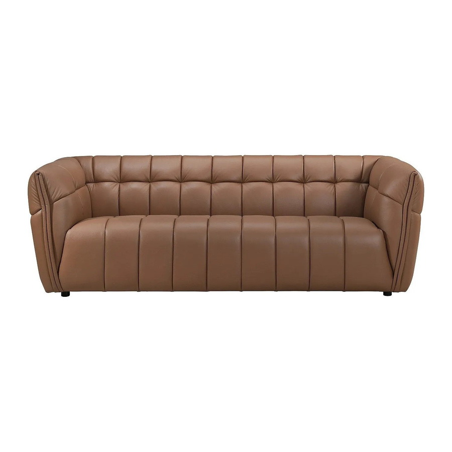 Sofa Dugori aus Büffelleder in Kamel, gesteppt, Breite: 222 cm - Bild 2