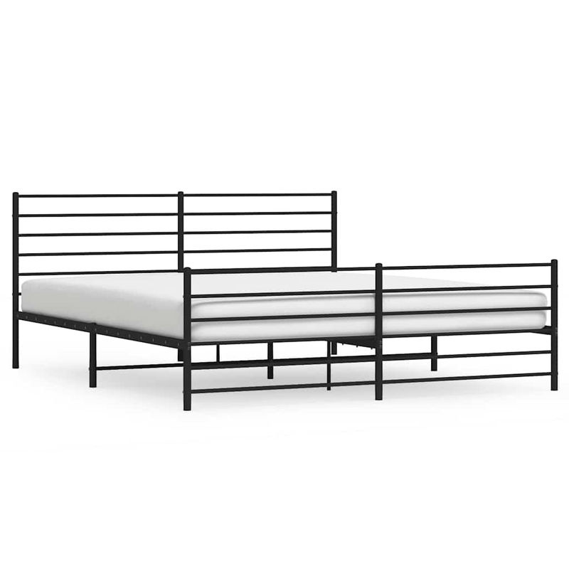Vidaxl Metall-Bettgestell mit Kopfteil und Fußteil in Schwarz, B/T: 193 x 203 cm - Bild 2