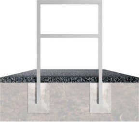 Schake Anlehnbügel aus Vierkantrohr mit Querholm, feuerverzinkt, Farbe: Silber, Breite: 100 cm, Höhe: 120 cm - Bild 1