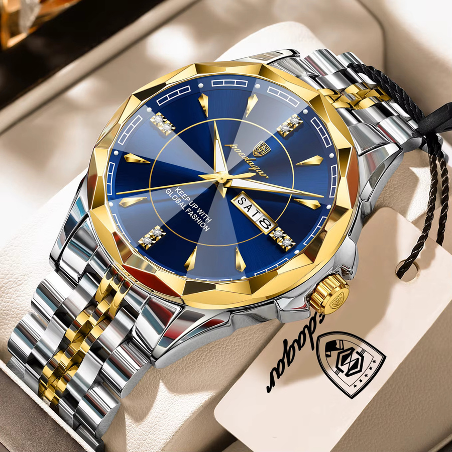 POEDAGAR Armbanduhr, Quarz, Edelstahl, Blau, Herren - Bild 2